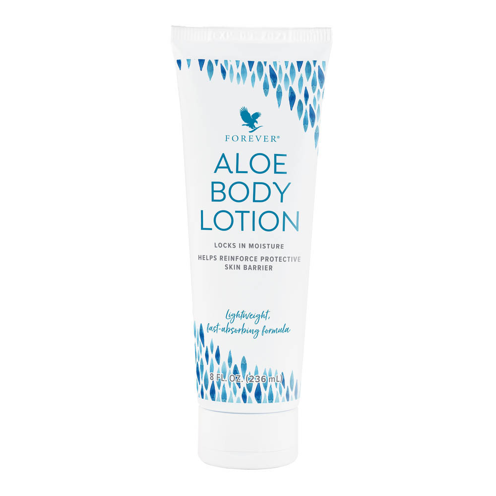 <b>Fast absorbing lotion, perfect for daily use.</b>
<ul><li>Promotes skin’s hydration</li><li>Promotes soft-feeling skin</li><li>Support’s skin’s natural moisture barrier</li><li>Promotes healthy, youthful-looking skin</li><li>Absorbs quickly into the skin, leaving behind a silky, non-greasy feel&nbsp;</li></ul>
Forever’s&nbsp;<b>Aloe Body Lotion&nbsp;</b>is the perfect everyday moisturiser to soften skin and leave it feeling smooth, hydrated and healthy. Our lightweight formula absorbs quickly to deliver the benefits of pure aloe vera and other moisturising ingredients almost instantly.&nbsp;
We combined a high concentration of pure inner leaf aloe vera with plant-based oils and botanicals to put nature’s most powerful skin enhancing ingredients to work for you. Aloe forms the ideal base for our formula by moisturising and promoting healthy, youthful looking skin. Argan oil contains vitamin E and fatty acids that help soften skin while hydrolysed jojoba esters help promote appearance of firmness and skin elasticity.&nbsp;
The addition of macadamia seed oil makes&nbsp;<b>Aloe Body Lotion&nbsp;</b>an ideal choice for dry and mature skin due to its high palmitoleic acid content, which promotes healthy looking skin. But this formula isn’t just for people with dry or mature skin. Forever created this silicone-free formula for anyone with normal to dry skin by adding ingredients like sodium hyaluronate, which forms a protective barrier on the skin and helps retain moisture.&nbsp;<b>Aloe Body Lotion&nbsp;</b>also features a bright aroma featuring light florals for a scent that’s universally appealing.&nbsp;
When you need a go-to daily lotion that leaves skin feeling soft and silky, but never greasy, make sure you have Forever’s&nbsp;<b>Aloe Body Lotion&nbsp;</b>close by.<br /><br /><b>'</b><b>Aloe Body Lotion</b><b>' was awarded the EXCELLENT rating in dermatological tests carried out by Dermatest®.</b>