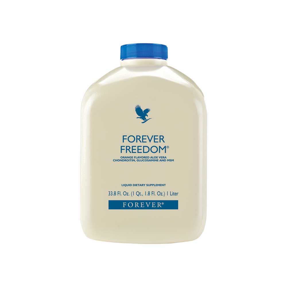 Wake up and get your day moving with this refreshing orange-flavoured aloe gel.&nbsp;Forever Freedom&nbsp;contains all the benefits of our plain gel but with added glucosamine, chondroitin and MSM – popular with those who lead an active lifestyle. N.B.&nbsp;Contains shellfish (shrimp, crab and lobster).