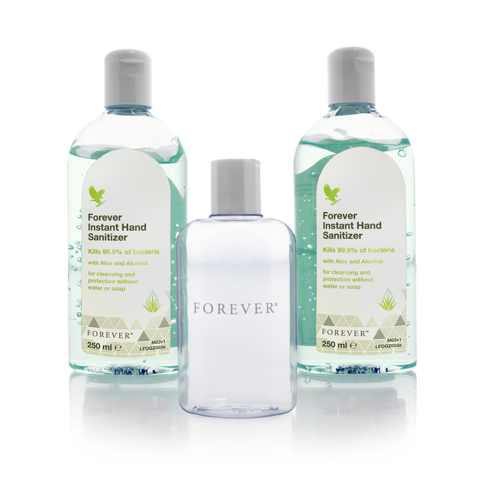 <b>Forever Instant Hand Sanitizer</b>&nbsp;encourages you to get the most out of your everyday life without compromising your well-being, and that of your loved ones. The effective aloe-based formula kills 99.9% of bacteria, and leaves your hands feeling clean and refreshed in an instant. The citrus-scented hand sanitizer is ideal for cleaning your hands quickly and effectively if soap and water are not available. Powerful and refreshing,&nbsp;<b>Forever Instant Hand Sanitizer</b>&nbsp;will keep the whole family protected, wherever the adventure leads.
Essential to have at home and perfect when you are on the go.
• Kills 99.9% of bacteria<br />• Formulated with 70% alcohol<br />• Quick-drying and non-sticky<br />• Effective aloe-based cleansing formula
<b>Suggested Use&nbsp;</b><br />Apply to hands and rub together for thirty seconds.
<b>Please note</b>: It is advisable to perform a patch test before using any topical product for the first time.