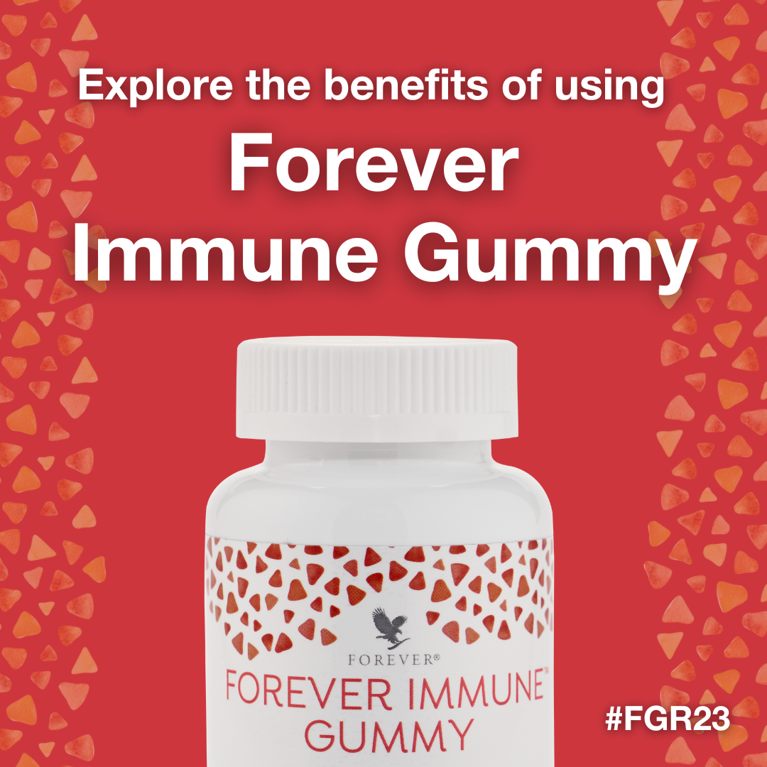 Forever Immune Gummy is a brand-new product for 2023 that contains a blend of ten vitamins and zinc to help support immune system. All in a naturally sweet, tropical flavoured gummy that’s chewable, tastes great and is vegan friendly.

